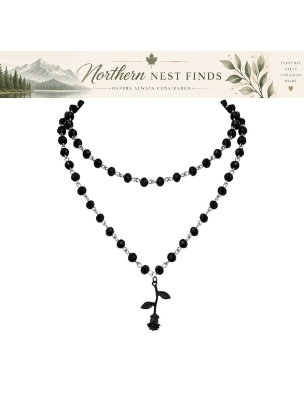 Sacina Layered Gothic Black Rose Choker Necklace Zinc Alloy Stainless Steel